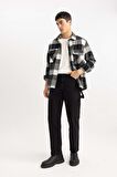 DeFacto Kanvas Pantolon Straight Fit Normal Kalıp Normal Bel Boru Paça Basic Düz Cepli B2156AX24SPBK81