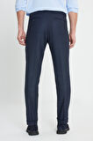 Slim Fit Dar Kesim Beli Gizli Lastikli Yan Cepli Desenli Klasik Pantolon