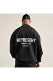 Erkek Represent Baskılı Oversize Bisiklet Yaka Sweatshirt