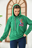 Unisex  Barrow Baskılı Oversize Kapşonlu Sweatshirt