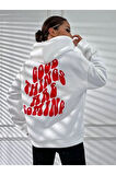 Unisex Good Things Sırt Baskılı Oversize Kapşonlu Sweatshirt