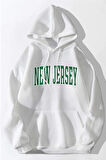 Unisex Newjersey Baskılı Oversize Kapşonlu Sweatshirt