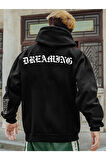 Unisex Dream Baskılı Oversize Kapşonlu Sweatshirt