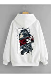 Unisex Sırt Baskılı Kapşonlu Oversize Sweatshirt
