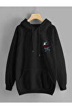 Unisex Sırt Baskılı Kapşonlu Oversize Sweatshirt