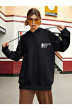 Unisex Effect Baskılı Oversize Kapşonlu Sweatshirt