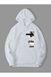 Unisex New Moment Baskılı Oversize Kapşonlu Sweatshirt