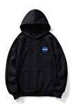 Unisex Nasa Baskılı Oversize Kapşonlu Sweatshirt