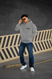 Unisex Polizei Baskılı Oversize Kapüşonlu Sweatshirt