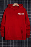 Unisex Polizei Baskılı Oversize Kapüşonlu Sweatshirt