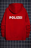 Unisex Polizei Baskılı Oversize Kapüşonlu Sweatshirt