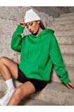Unisex Yeşil Oversize Kapşonlu Sweatshirt