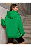 Unisex Yeşil Oversize Kapşonlu Sweatshirt