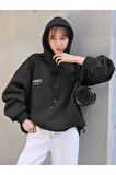 Unisex Destiny Baskılı Oversize Kapşonlu Sweatshirt