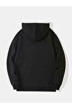 Unisex Siyah Los Angeles Baskılı Oversize Kapşonlu Sweatshirt