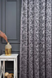 Klasik Şal Desen Gri Füme Renk Desen Tasarım 1e3 Kat Pileli Tül Perde