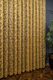 Klasik Şal Desen Hardal Koyu Sarı Renk Desen Tasarım 1e3 Kat Pileli Tül Perde