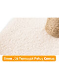 Beylini 3lü Kedi Tırmalama Tahtası Peluş Kumaş Demonte 84 cm Yükseklik 3 Adımlı Zıplama Oyunu Krem