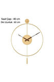 Timelles-Gold 3'lü Tiktok 37x55cm Elegante Set ( Ceviz 18 Akrep Yelkovan )- Çiçeklik 60 Yükseklik
