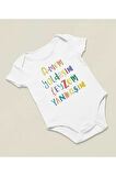 Annem Yoldaşım Teyzem Yandaşım Yazılı Pamuklu Yumuşak Unisex Çıtçıtlı Body Zıbın