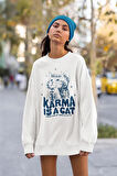 Karma Is A Cat Baskılı Unisex Oversize Taylor Swift Sweatshirt