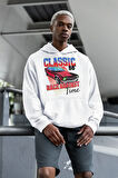 Yarış Zamanı Yazılı Unisex Oversize Klasik Araba Baskılı Hoodie