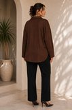 V Yaka Dökümlü Oversize Bluz