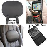 Araç Koltuk Bel Destek Minderi ve Koltuk Arkası Tablet Tutucu