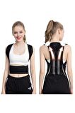 Unisex Siyah  Spor Balenli   Bel Omuz Sırt Kemeri Aparatı Dik Duruş Korsesi