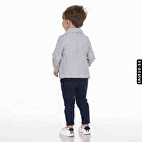 Erkek Alt Üst 3lü Takım Çizgili Ceket Tişört Ve Lastikli Pantolon 9 Ay - 2 Yaş Eaut10151