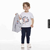 Erkek Alt Üst 3lü Takım Çizgili Ceket Tişört Ve Lastikli Pantolon 9 Ay - 2 Yaş Eaut10151