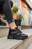 Enoch Kadın Gizli Dolgu Topuk Spor Ayakkabı  Baskı Detaylı File Saya Ve Yüksek Tabanlı Sneaker