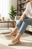 Enoch Kadın Lazer Kesim Detaylı Delikli Alçak Kare Topuklu Slingback Ayakkabı