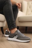 Enoch Erkek Süet ve File Dokulu Hafif Kalın Tabanlı Bağcıklı Günlük Spor Ayakkabı Sneaker