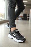 Enoch Kadın Siyah Klasik Şeritli ve Kalın Tabanlı Rahat Günlük Sneaker Spor Ayakkabı