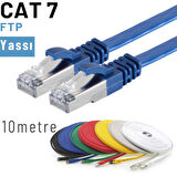 IRENIS 10 Metre CAT7 Kablo Yassı FTP Ethernet Network LAN Ağ Kablosu 