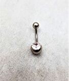 METALİK BEYAZ TAŞ GÖBEK PİERCİNG