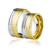 Sarı Beyaz Şeritli Altın Alyans 4001-2