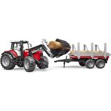 Massey Ferguson 7480 ve Kütük Taşıyan Römork
