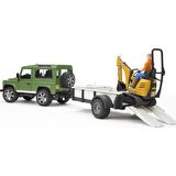 Bruder 02593 Land Rover Arazi Aracı & Jcb Mini Kazıcı Lisanslı Ürün