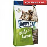 Happy Cat Weide Lamm Kuzu Etli Yetişkin Kedi Maması 1 kg AÇIK