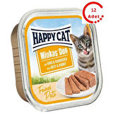 Happy Cat Minkas Duo Tavşan ve Sığır Etli Yetişkin Kedi Konservesi 100gr x 12 Adet
