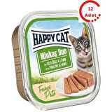 Happy Cat Minkas Duo Tavuk ve Kuzu Etli Yetişkin Kedi Konservesi 100 gr x 12 Adet