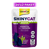 GimCat Shinycat Broth Ton Balığı Ve Somonlu Pouch Konserve Kedi Maması 70 Gr (24 Adet)