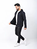 Erkek Sweatshirt Kanguru cepli Kapişonlu Önden fermuarlı 2 iplik Mevsimlik Rahat kalıp