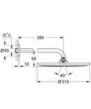 Grohe Tepe Duşu 31 cm + Duv.Dirsek 38 cm Hard Graphite - 26066A00