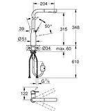 Grohe Spiralli Eviye Bataryası Essence Br.Hard Graphite- 30270AL0