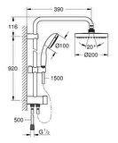 Grohe New Tempesta System 200 Duvar Bağlantılı, Divertörlü Duş Sistemi-26452001