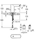 Grohe Bau Cosmo. E Fotoselli, Tek Su Girişli Lavabo Musluğu Pilli-36452000