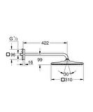 Grohe Rainshower Mono 310 cube Tepe Duşu Seti 422 mm, 1 akışlı- 26564000